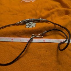 Leather Cord Necklace With Peace Charm