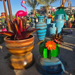 🌵Cactus-Loving Clay Pots terracotta & talavera🪷Metal Art Decor