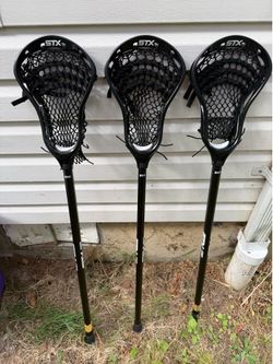3 Lacrosse Sticks with Balls