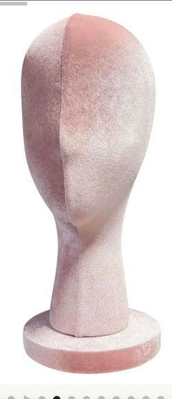 Female Pink Head Mannequin, Velvet Wig Head Stand Dress Form, Head Model Can Wear Earring Head for Hat Wig Jewelry Clothing Fabric Head Model Rose Red