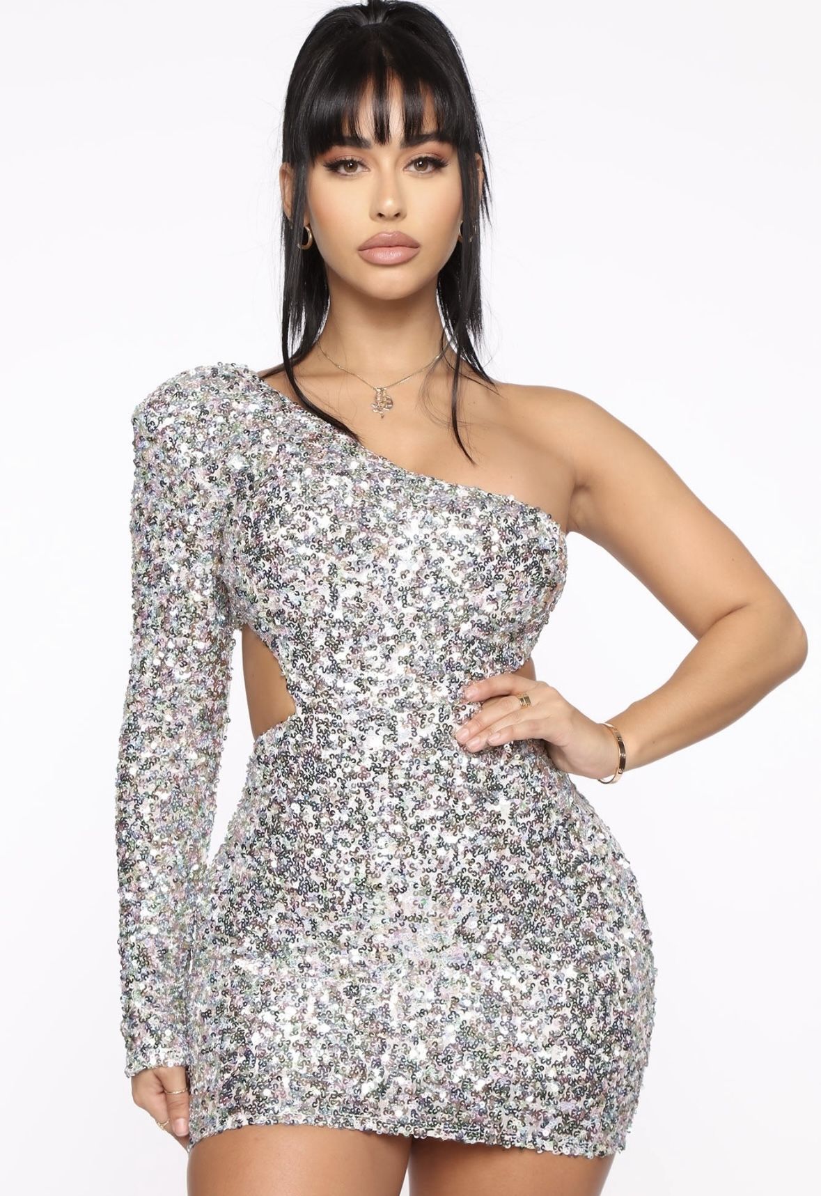 Fashion Nova mini dress Silver 