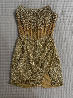 Ashley Lauren 4564 Gold Dress