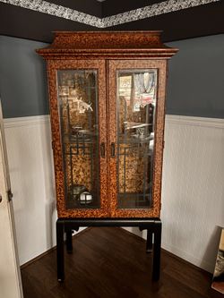 Modern Asian Display Hutch/cabinet With Three Glass Shelves 