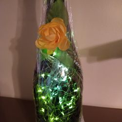 Yellow Sunshine Lighted Wine Bottle