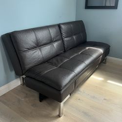 Faux Leather Convertible Futon Sofa Bed