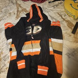 Hockey Sockey Anaheim Ducks One piece (ADULT Onesie) Size XS
