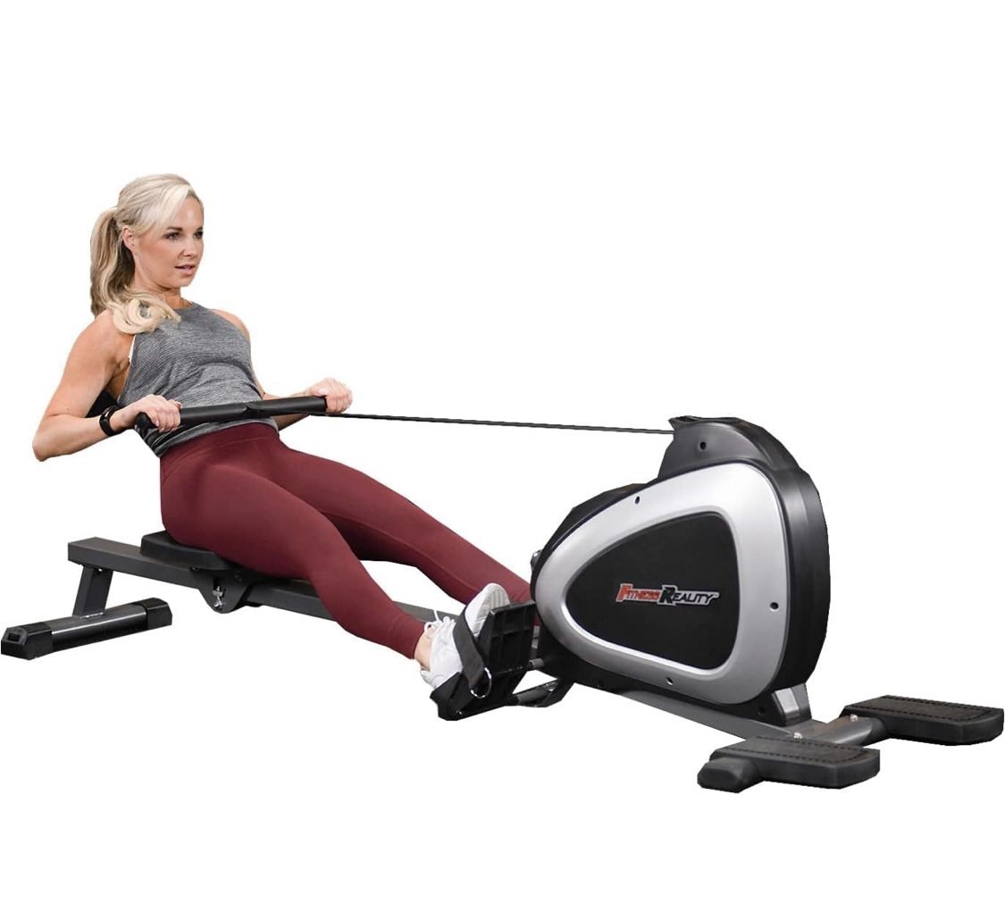 Fitness Reality Magnetic Rowing Machine with Bluetooth Workout Tracking Built-In, Additional Full Body Extended Exercises, App Compatible, Tablet Hold