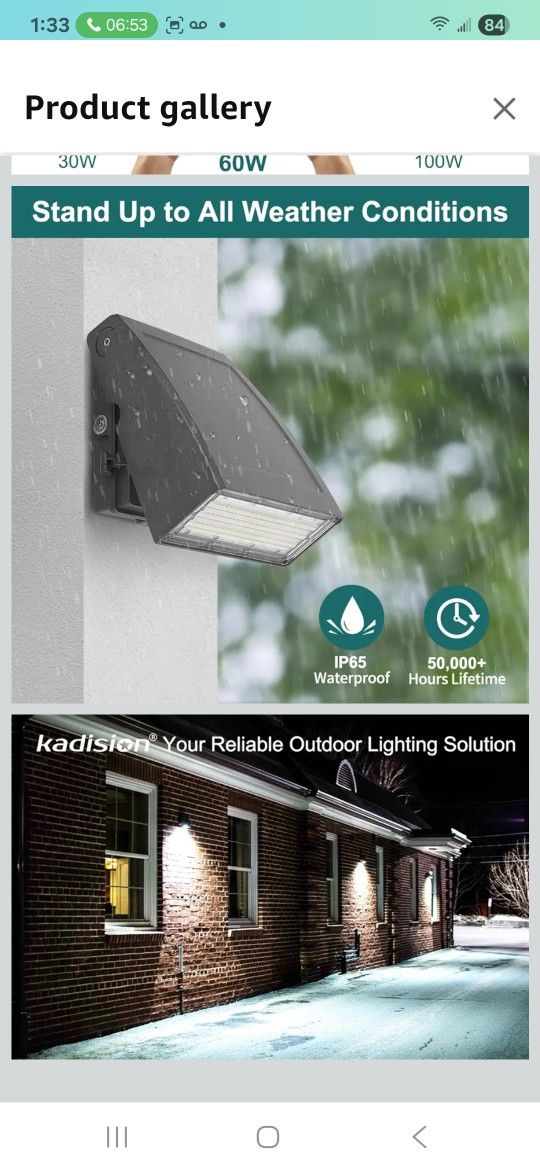 kadision 60W LED Wall Pack Light with Dusk-to-Dawn Photocell, 0-90° Adjustable Full Cutoff Outdoor Wall Light for House Yard Garage, 7800lm 5000K Dayl