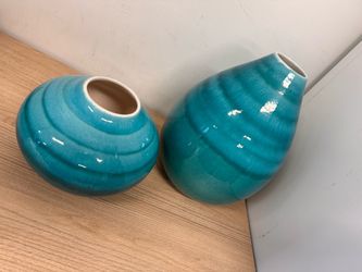 Crate and Barrel Turquoise Decorative Vases