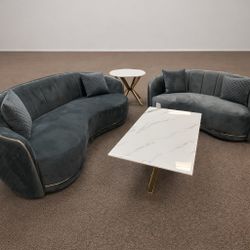 DARK GREY curved Sofa & Loveseat SET 😍😍😍