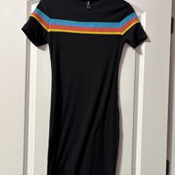 rainbow black tight dress