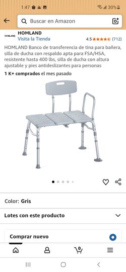 Banco de transferencia de Tina para bañera silla de ducha con respaldo APTA para FSA/HSA  RESISTENTE ASTA 400LBS