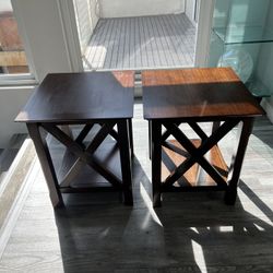 Two Wood End Tables