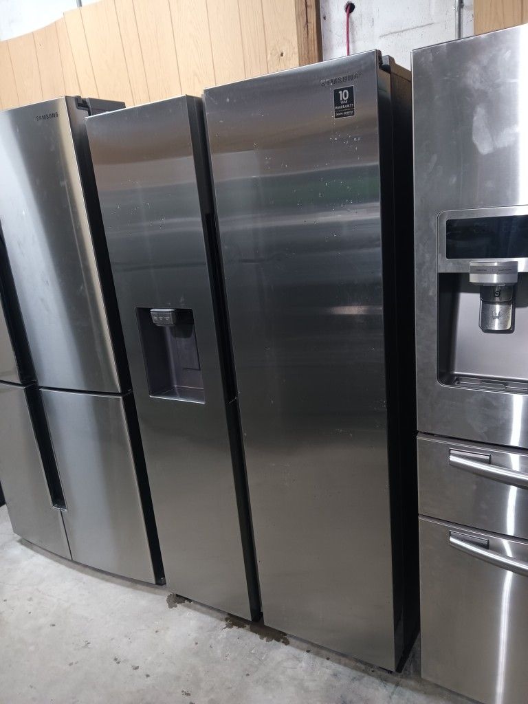 Samsung Refrigerator Side By Side Stainless Steel Everything Works Good 6️⃣0️⃣ Days Warranty 🚨