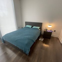 Bed Frame Queen + Mattress + Nightstand 