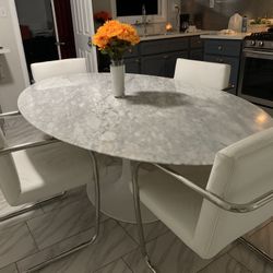 Modern Carrera Marble Oval Custom Made Dinning Table setTable set