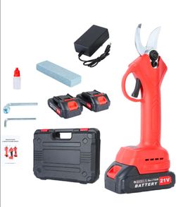 Professional Cordless Electric Pruning Battery Powered, Cordless Power Pruner for Gardening with 2Pcs 2000mAh Rechargeable Batteries, 21V Tree Pruner 
