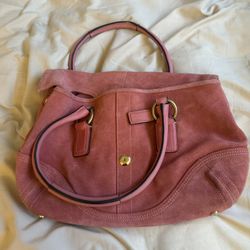 Vintage Coach Suede Satchel – Pink Coral – Style C05S-8A21