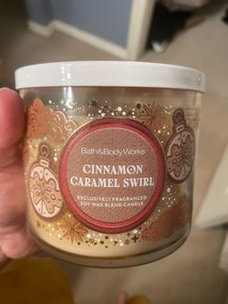 NEW B&BW 3 Wick Candle Cinnamon Caramel Swirl