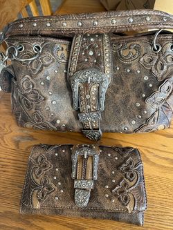 Western Style Handbag and Wallet Set
