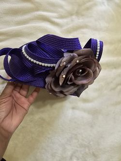 Purple Church Straw Hat With Flower Detail