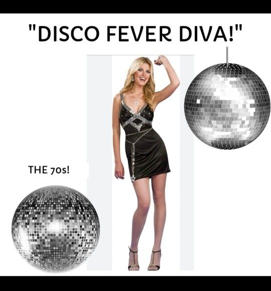 HALLOWEEN SENSATIONS VRAND "DISCO DIVA!" WOMENS DISCO FEVER COSTUME SIZE MEDIUM NEW!
