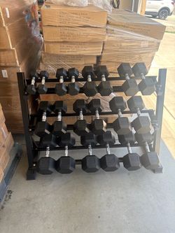 NEW 5-50 LBS Dumbbell Set with Rack, 550 LB Set Hex Ergonomic Dumbbell. Home Gym Equipment Weights