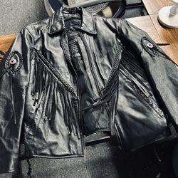 Ladies Biker Jacket  XS Leather Black