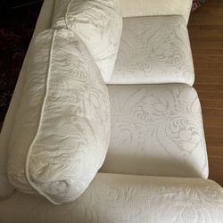 White Brocade Sofa Set 