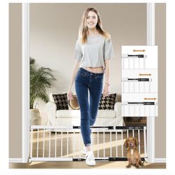 White Metal Dog Gate for Small Dogs - 13.3" Short Freestanding Puppy Gate with Retractable Sliding Rail, No Installation, Indoor/Outdoor Use, Foldable