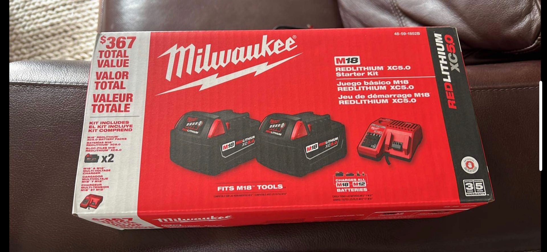 Milwaukee M18 2x 5.0 Battery And Charger Starter Kit