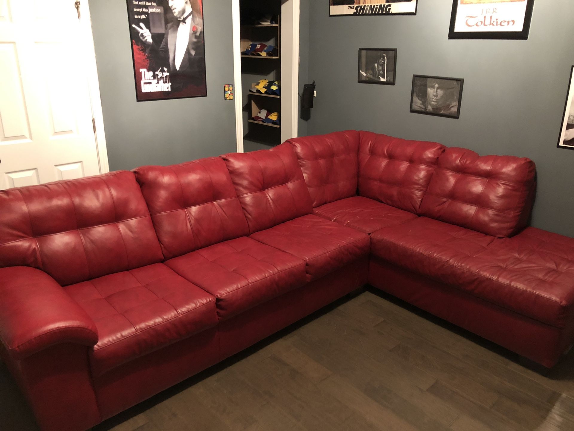 Sectional Sofa + single sofa (all red)