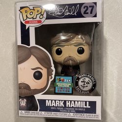 Mark Hamill Funko Pop *MINT* DesignerCon Convention Exclusive Icons 27 with Protector Luke Skywalker Dcon