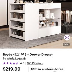 NEW in Box - Boyde 8-Drawer Storage Dresser - White - Retail $300+