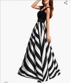 Brand New Black and White Striped Maxi Dress