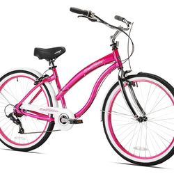 26” Women’s Pink Beach Cruiser Bicycle, 7-speed, New In Box