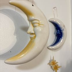(2) Vintage Celestial Ceramic Moons