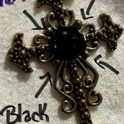 Previously Owned Black Rose/ Cross Pendant 