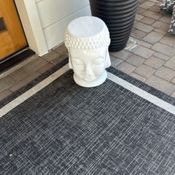 Buddah Head End Table White Ceramic 