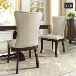 Luxury Upholstery Dining /Side Chairs With Dark Nail Heads