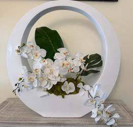 White Circle Floral Arrangement with Orchids