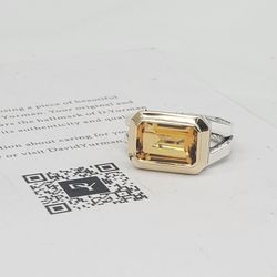 David Yurman Sterling Silver & 18K & Citrine Novella Ring Sz 7