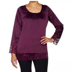 Isaac Mizrahi Live! Satin blouse with laces