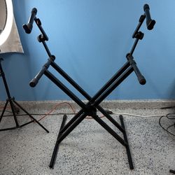 🎹 Double Keyboard Stand – Heavy Duty Dual Tier w/ Quick Lock | Folds Flat