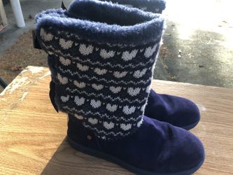 UGG W Bailey Bow II Shimmer Purple/White/Blue Suede and knitting winter Boots Size 4