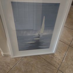 Framed Sailboat Wall Art Large Coastal Decor