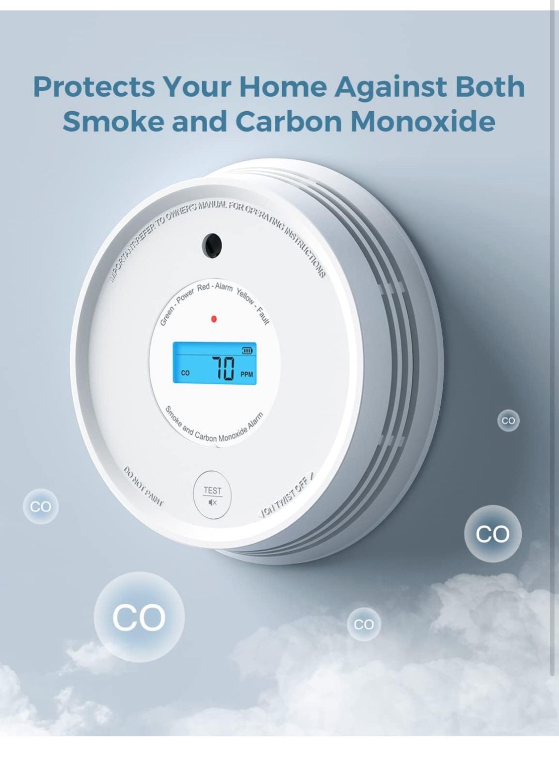Digital Display Detector Interlinked Smoke & Carbon Monoxide Detector