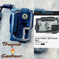 TRAYVAX CONTOUR WALLET | TITANIUM STEALTH BLACK  | METAL & LEATHER
