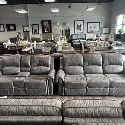 2 pc Manual Sofa & Love Seat 