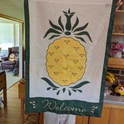 Embroidered Pineapple  Welcome Flag